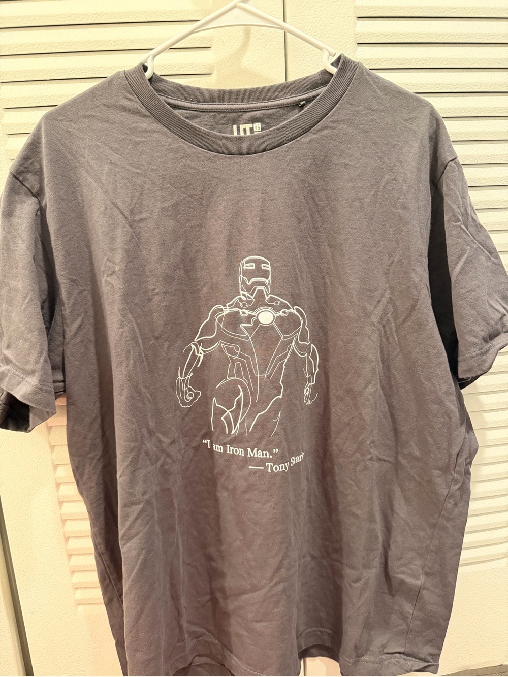 Marvel Men's Dark Gray Iron Man Outline Graphic Tee